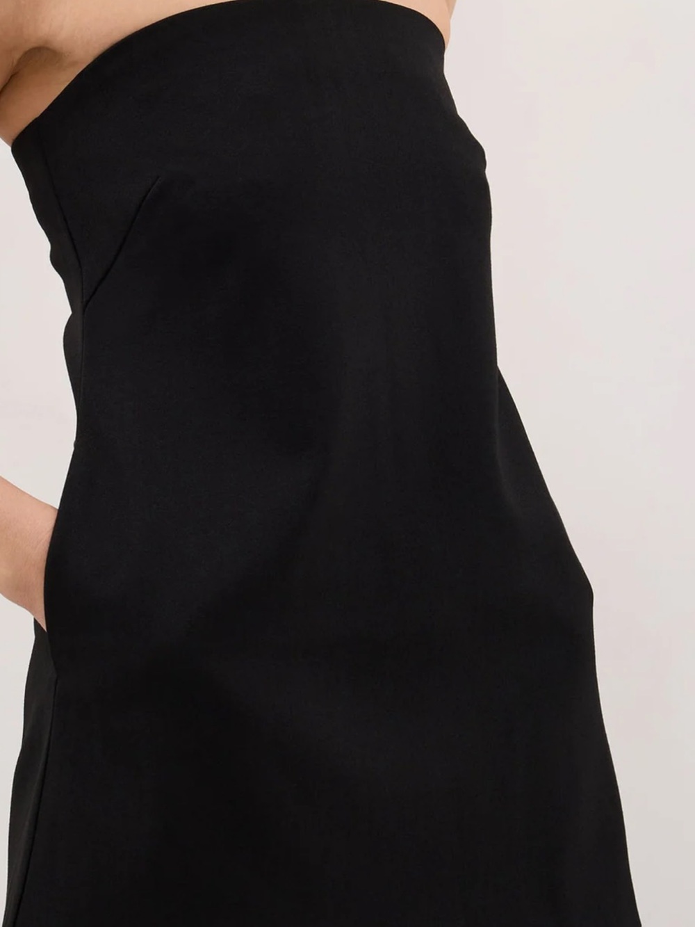 DISSH - strapless tunic style off the shoulder top, gathers with split on sides.